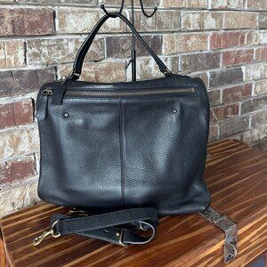 Coach Black Pebble Grain Leather  2 Way Crossbody Bag